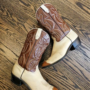 Vintage Durango Men\'s Cream Marbled Western Cowboy Boot Size US 8.5 EE Beige Western EE Boots for Men for Sale | Shop New & Used  main image 3