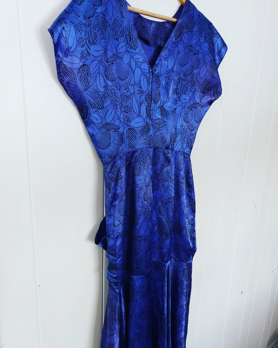 GoRgEoUs Vintage Blue Floral Swing Party Dress - image 8