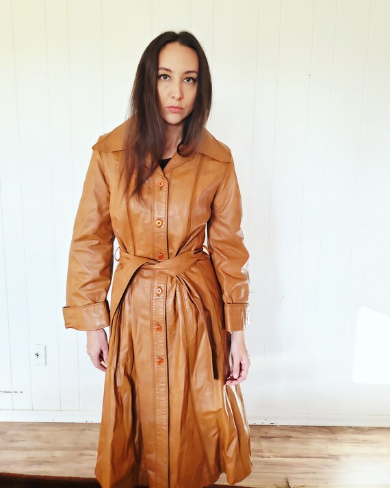 Gorgeous 1970s Orange Brown Striped Leather Hippy