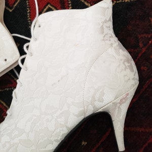 Vintage 1980s Lacey Studio 6 MADONNA White Lace Ankle Pointy Boots image 8