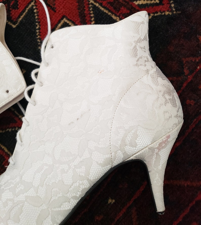 Vintage 1980s Lacey Studio 6 MADONNA White Lace Ankle Pointy Boots image 8