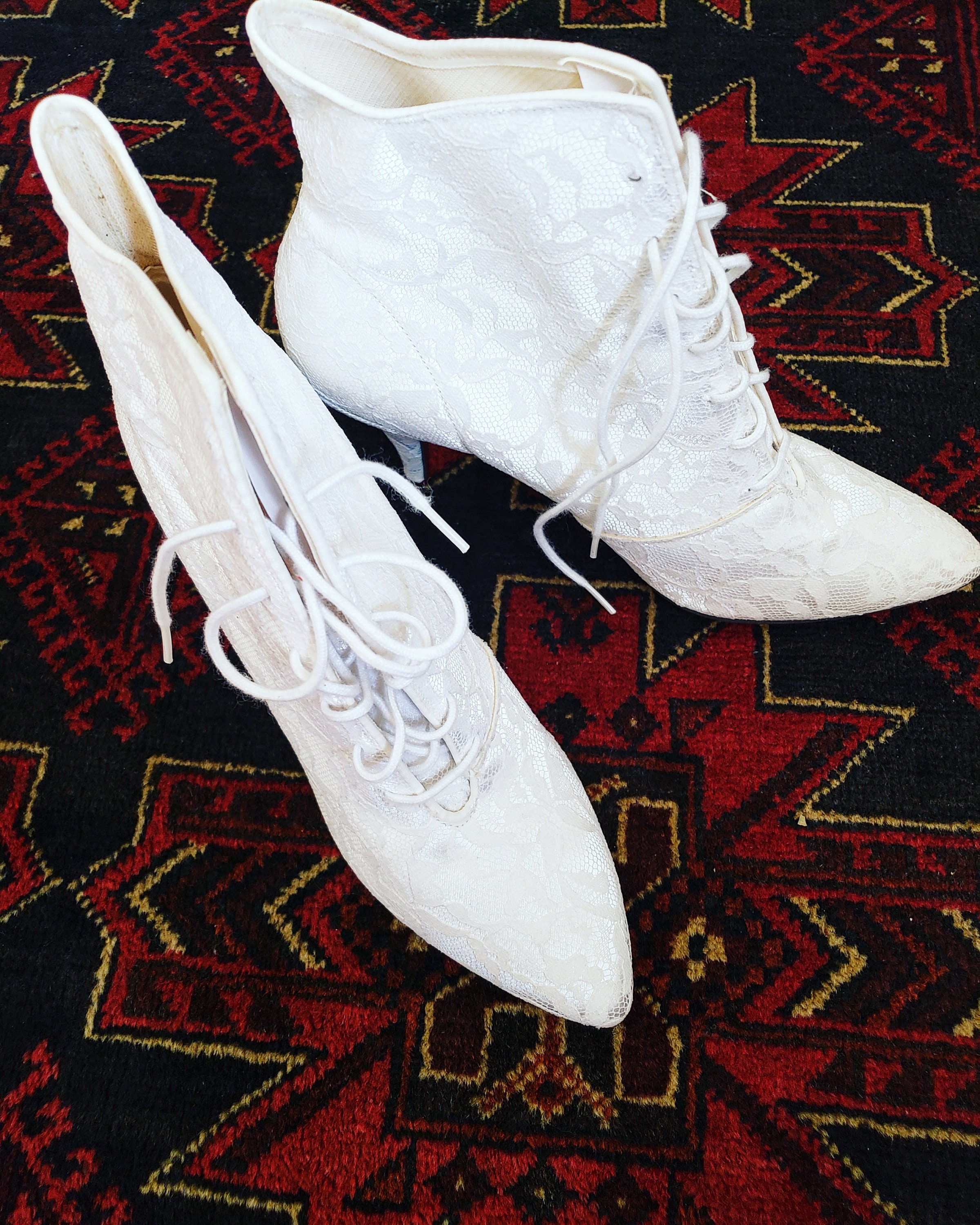 Vintage 1980s Lacey Studio 6 MADONNA White Lace Ankle Pointy