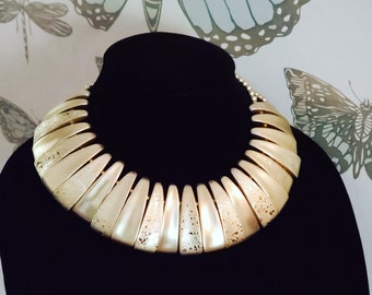 Vintage 1980s Metallic Gold Collar Necklace