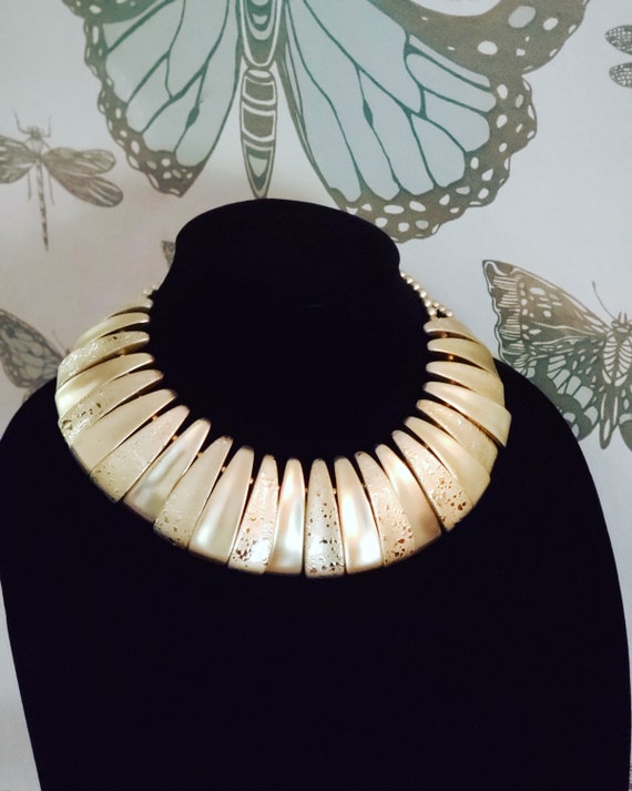 Vintage 1980s Metallic Gold Collar Necklace