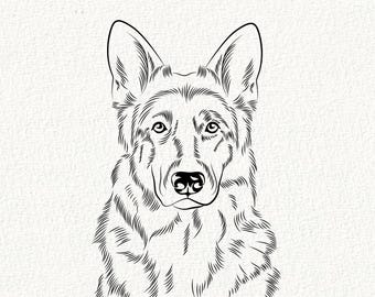 Personalized Pet Line Art, Dog Outline Drawing (Digital Download)