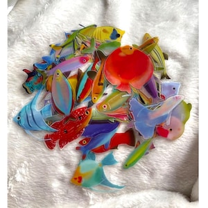 50 PCS Fish Transparent Stickers – Waterproof Vinyl Aquarium Decals for Scrapbooks, Laptops, Skateboards,Phones & Crafts  Cute Sea Life Art