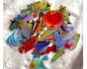 50 stuks transparante visstickers – waterdichte vinyl aquariumstickers voor plakboeken, laptops, skateboards, telefoons en ambachten Schattige zeedierenkunst