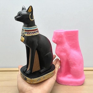 Ancient Egyptian Cat Silicone Mold for Resin, Concrete, Plaster Crafts, Flexible Reusable DIY Mould, Statue Making Tool -Egyptian Cat Mould