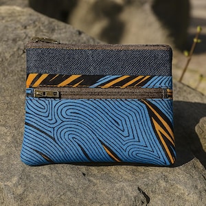 Porte monnaie bleu en jean - cadeau prix mini pour femme - taille S