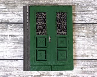 Green Balkan Door Notepad, Wooden Sketchbook, Housewarming Gift First Home, Base For Scrap Book, Wedding Guest Book, Travel Journal
