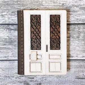 Diario della porta serba bianca, taccuino dei sogni, album da disegno in legno con copertina rigida, regalo Cottagecore, diario senza righe, base per scrapbooking, vecchia porta