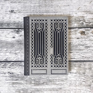 Diario con porta serba argentata, album da disegno in legno, regalo di inaugurazione della casa, prima casa, base per album di ritagli, album di nozze, design per copertina di libro