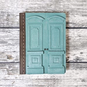 Notatnik Blue Door, Album ze zdjęciami, Dziennik oprawiony w skórę ekologiczną, Gotowy dziennik Bullet, Prezent dla miłośnika książek, Prezent dla architekta, Niestandardowe artykuły piśmiennicze