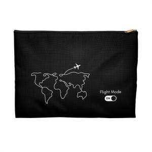 Flight Mode ON Travel Pouch - Minimalist Black Aviation Zipper Bag