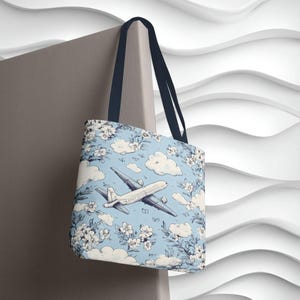 Blauer Himmel Flugzeug Tragetasche | Floral Luftfahrt Reisetasche | Pilot Geschenk | Flugbegleiter Tasche Accessoire für den Flugliebhaber