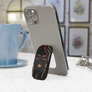 Elegant Woman Art Phone Stand – Minimalist Grip and Kickstand for iPhone & Samsung