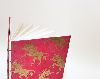 pink with gold unicorns journal - unicorn notebook - pink and gold sketchbook - unicorn gift - unicorn sketchbook - mythical creatures