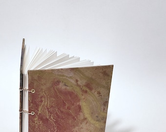 tan, red, purple, and gold marbled journal - marbled sketchbook - coptic bound journal - hand bound marbled notebook - handmade sketchbook