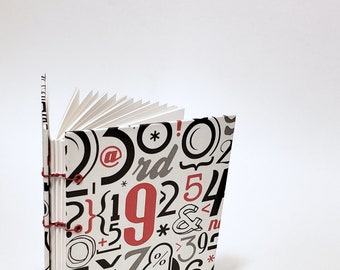 typography numbers notebook - geek notebook - scientific stationery - nerd journal - geek gift - math whiz sketchbook - typography book