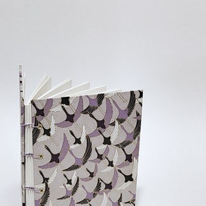 Japanese purple cranes coptic bound writing journal - Japanese writing notebook - Japanese drawing sketchbook - Japanese hand bound book