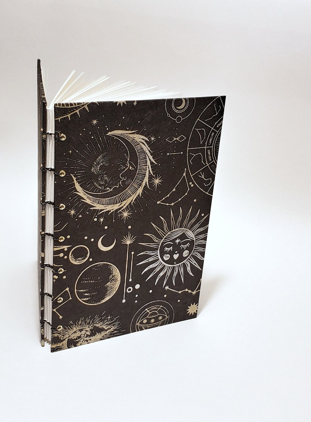Celestial Bodies Journal in Black and Gold - Astrology Notebook - Lunar ...