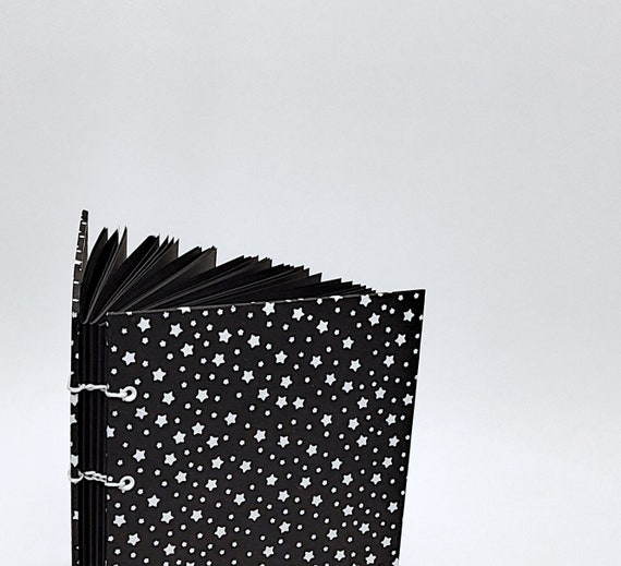 Black With White Stars Journal Black Page Journal Black Paper Notebook Art  Sketchbook Gift for Artist Star Notebook Layflat Book 