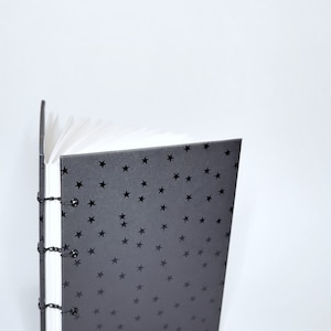 black stars journal - black on black notebook - black sketchbook - gothic journal - gothic notebook - gothic sketchbook