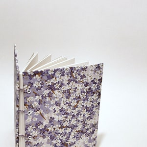 Japanese purple flowers journal - Japanese flowers notebook - purple flower sketchbook - hand bound journal - washi notebook - flower book