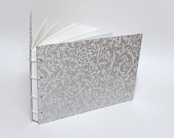 silver filigree coptic bound wedding guest book - blank silver wedding guestbook - small silver wedding guest book - hand bound guest book