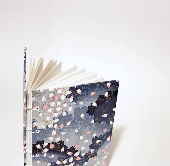 Japanese Petals Coptic Bound Writing Journal Japanese Notebook Cute Drawing Sketchbook Hand Bound Journal Japanese Bullet Journal - 