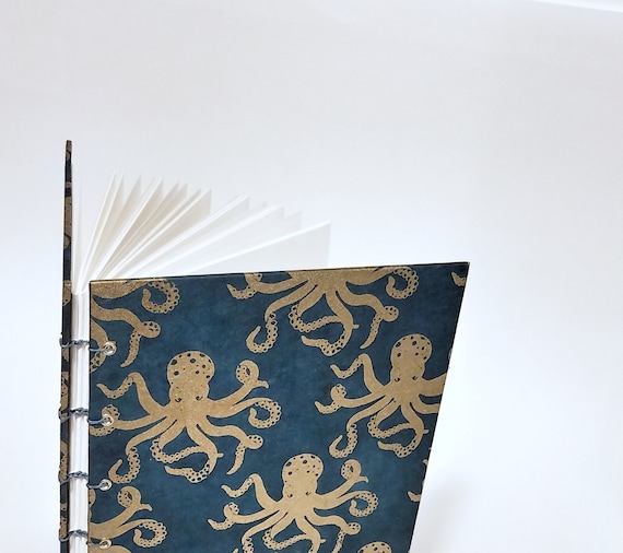 Octopus Notebook Octopus Notebook Blue and Gold Journal Geek Notebook 9x6 - Etsy