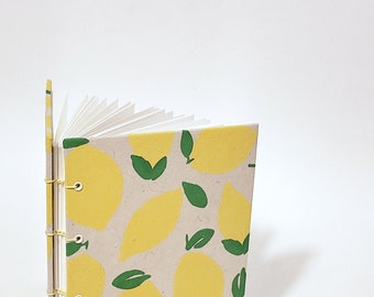 lemon journal - fruit notebook - yellow sketchbook - summer journal - coptic bound writing journal - drawing sketchbook - lay flat book