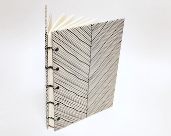 diagonal lines journal - Lokta journal notebook - masculine drawing sketchbook - unisex dot grid journal - graph paper book