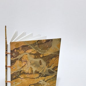 orange, pink, purple, black, and gold marbled journal - marbled notebook - coptic bound journal - hand bound notebook - handmade sketchbook