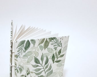 greenery coptic stitch writing journal - floral journal - gardening journal - small blank journal - botanical sketchbook - green notebook