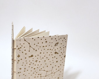 star gazing journal in cream and gold - dream journal - dream diary - dream notebook - star journal notebook - cute drawing sketchbook