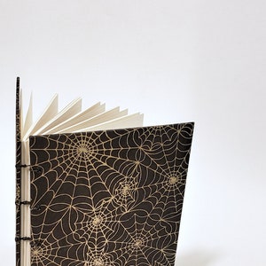 spiderweb journal in black and gold - grimoire journal - book of spells - magick sketchbook - Halloween notebook - witchcraft journal