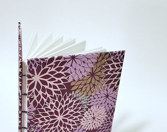 purple botanical journal - purple and gold notebook - flower sketchbook - floral journal - pretty notebook - violet sketchbook - blossom