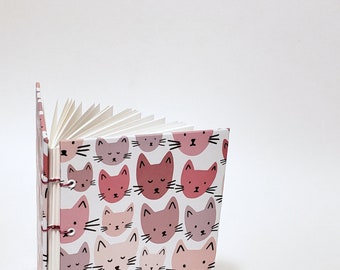 cat head coptic bound writing journal - cat notebook - cute drawing cat sketchbook - cat watercolor sketchbook - cat sketchbook - cat book