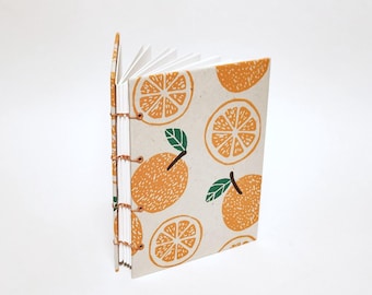 oranges journal - fruit notebook - oranges sketchbook - oranges notebook - fruit journal - coptic bound writing journal - drawing sketchbook