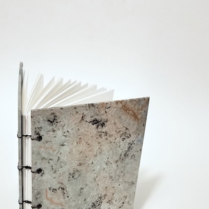 opal marbled journal - gray marble journal - gray marble notebook - handmade sketchbook - bookbinding - coptic bound notebook - A5 journal