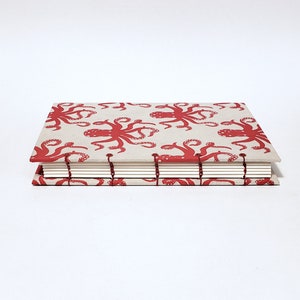 Octopus Notebook - Red and Cream Journal - Geek Notebook - 9x6 ...