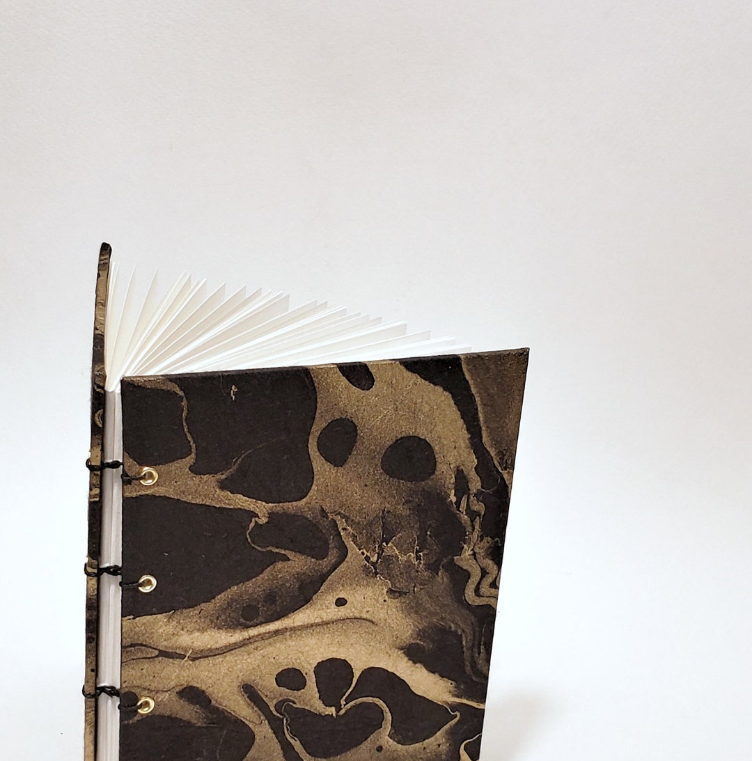 Black and Gold Marbled Journal - Black Notebook - Marbled Sketchbook ...