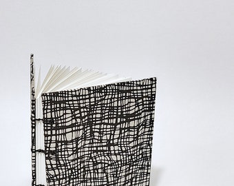 black gauze journal - coptic stitch notebook - cute drawing sketchbook - hardcover notebook - journal notebook - black and tan book