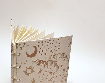 sun and moon journal - cream journal - celestial journal - lunar journal - celestial gift - witch notebook - witchcraft book - spellbook