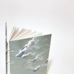 Japanese gold waves in blue writing journal - Japanese notebook - Japanese drawing sketchbook - hand bound journal - Japanese waves journal