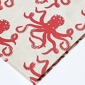 Octopus Notebook - Red and Cream Journal - Geek Notebook - 9x6 ...
