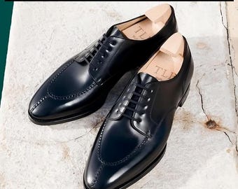 Vintage PEAL & CO Black Pebbled-grain Split-toe Derbies  display picture 3