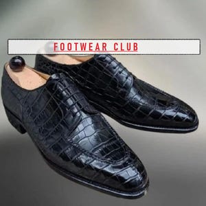 Men’s Handmade Black Alligator Print Oxford Lace Up shoes, Men’s Crocodile Embossed Oxford Shoe Cap Toe Boot, Wedding, Office wear