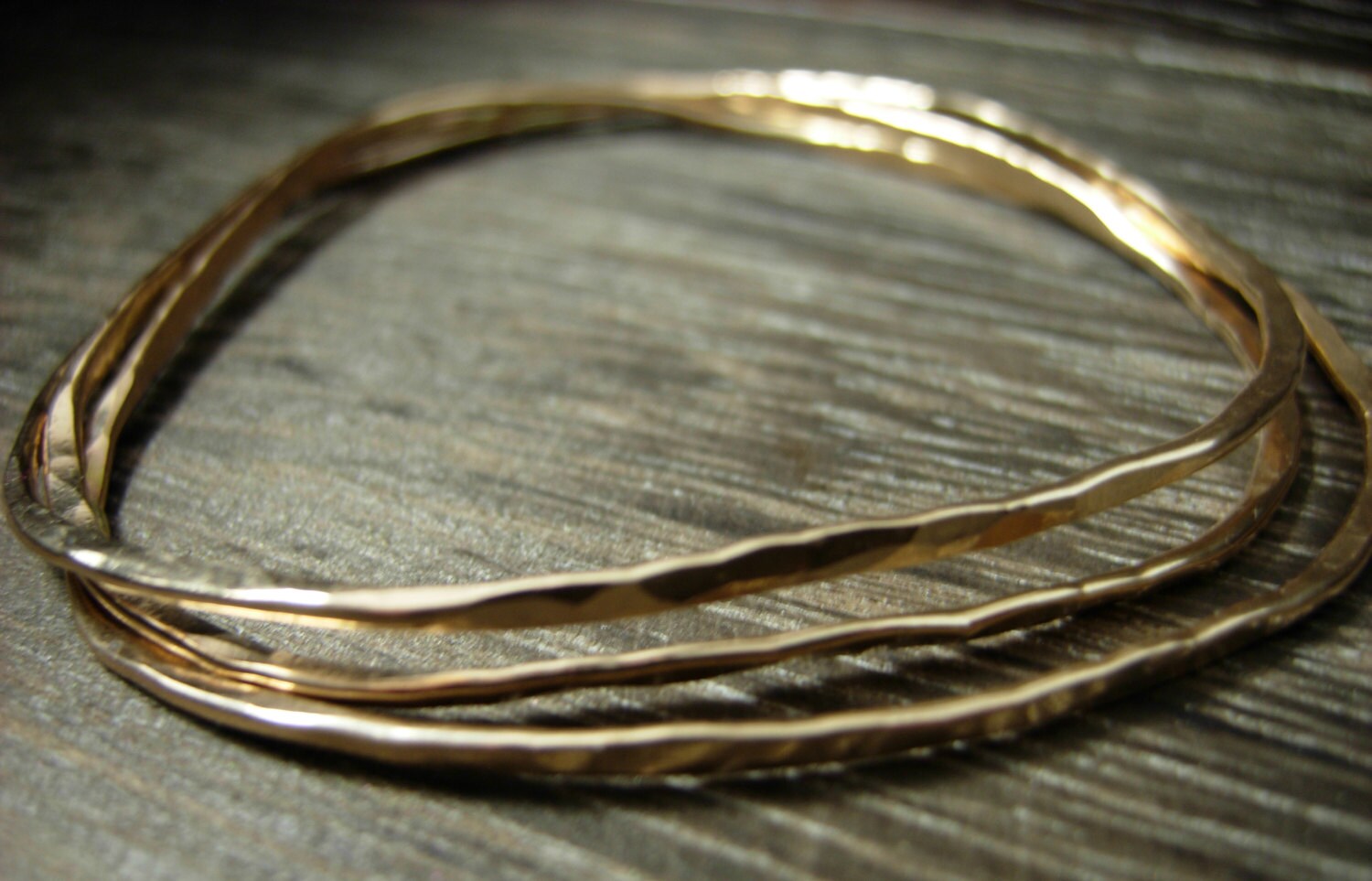 Three 14K Gold-filled Hammered Organic Triangle Stacking Bangles - Etsy